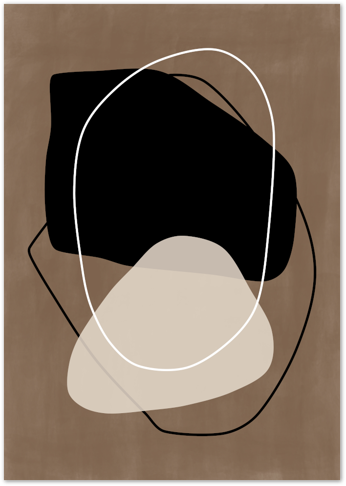 Posterux© | Earth Tones Abstract Poster - Brown & Black Line Art poster – premium wall art