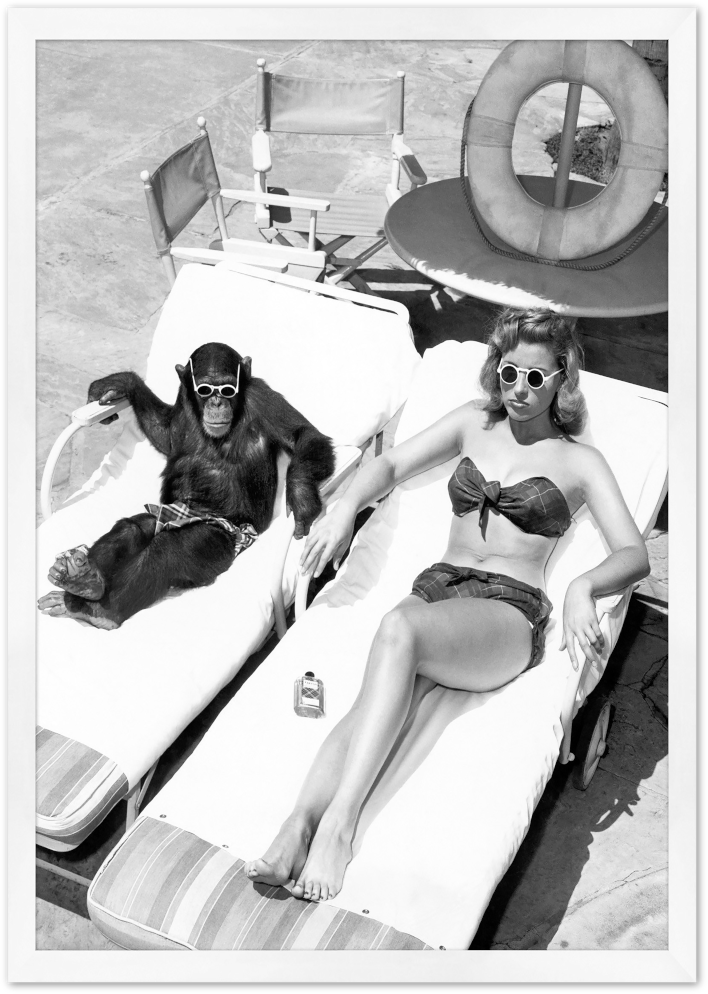Posterux© | Poolside Chic – Vintage Black & White Poster poster – premium wall art