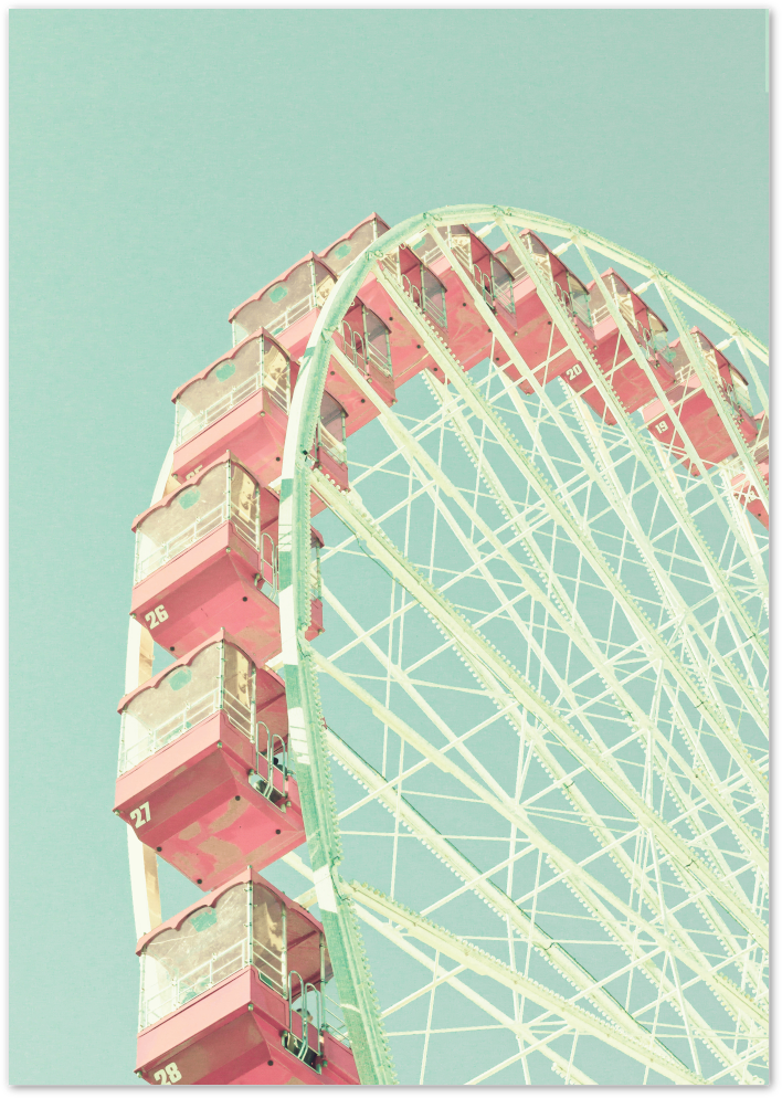 Posterux© | Vintage Ferris Wheel – Pastel Pink and Mint poster – premium wall art
