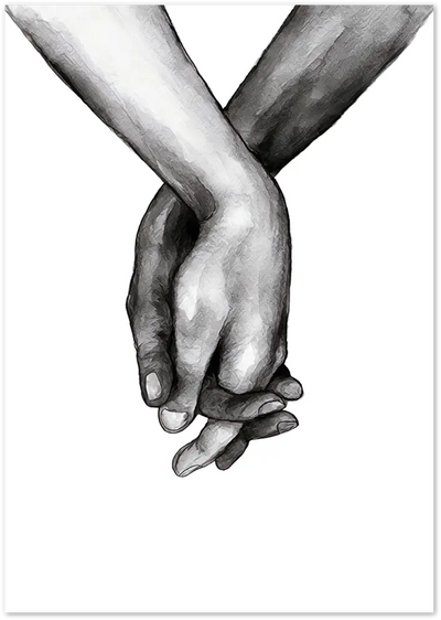 Posterux© | Holding Hands – Romantic Black & White Illustration poster – premium wall art