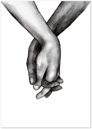 Posterux© | Holding Hands – Romantic Black & White Illustration poster – premium wall art