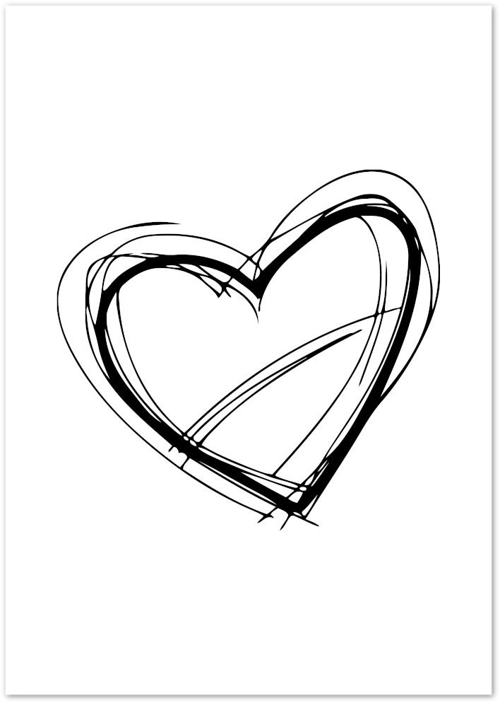 Posterux© | Abstract Heart – Modern Black & White Line Art poster – premium wall art