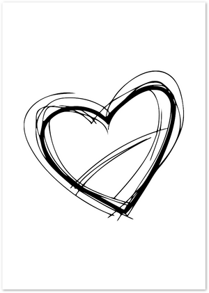 Posterux© | Abstract Heart – Modern Black & White Line Art poster – premium wall art