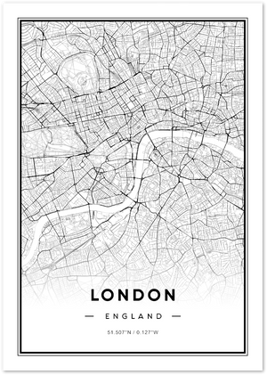 Posterux© | London City Map – Minimalist Black & White Poster poster – premium wall art
