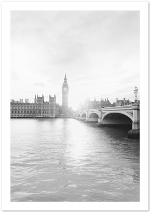 Posterux© | Big Ben and Westminster Bridge – Black & White Photography Print poster – premium wall art