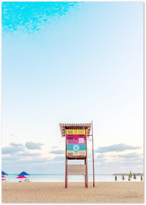 Posterux© | Vibrant Beach Lifeguard Tower Poster – Tropical Coastal Art poster – premium wall art