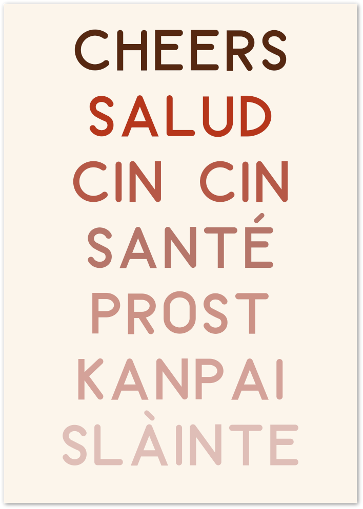 Posterux© | Cheers Around the World Poster – Multilingual Bar Wall Art poster – premium wall art