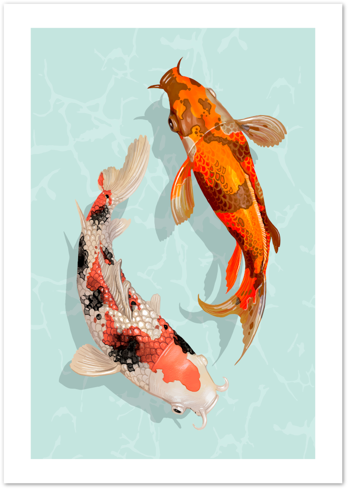 Posterux© | Koi Fish Poster – Serene Japanese Zen Wall Art poster – premium wall art