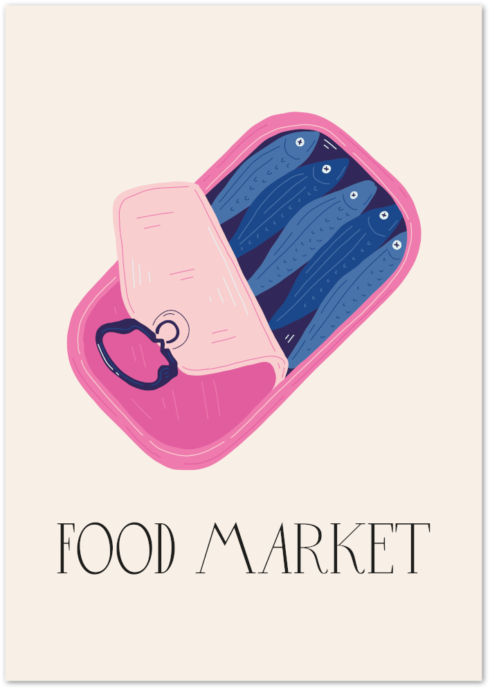 Posterux© | Food Market Sardine Can Poster – Modern Pop Art Print poster – premium wall art