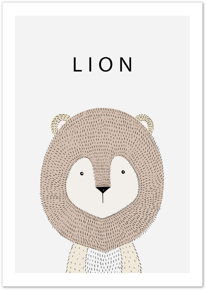 Posterux© | Minimalist Lion Poster – Nordic Animal Nursery Art poster – premium wall art