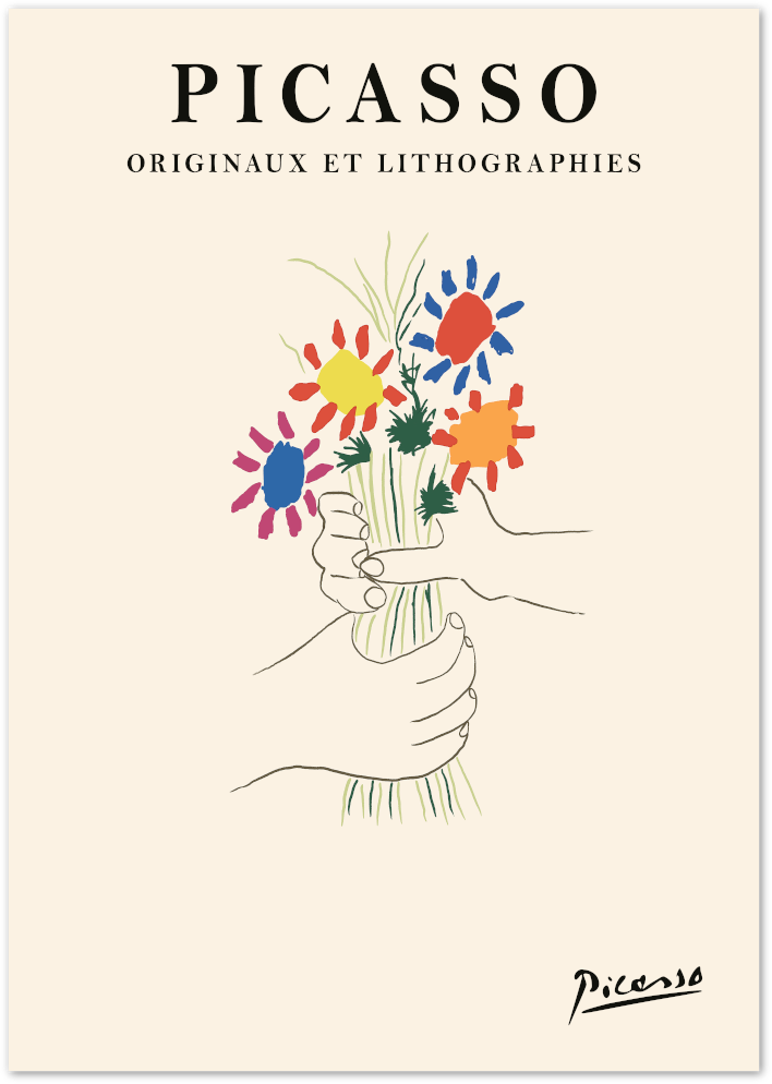 Posterux© | Picasso Bouquet Poster – Colorful Hand-Drawn Floral Art poster – premium wall art