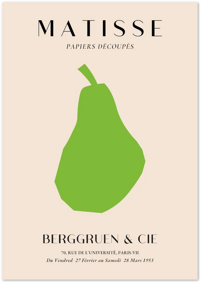 Posterux© | Matisse Green Pear Poster – Minimalist Cut-Out Art poster – premium wall art