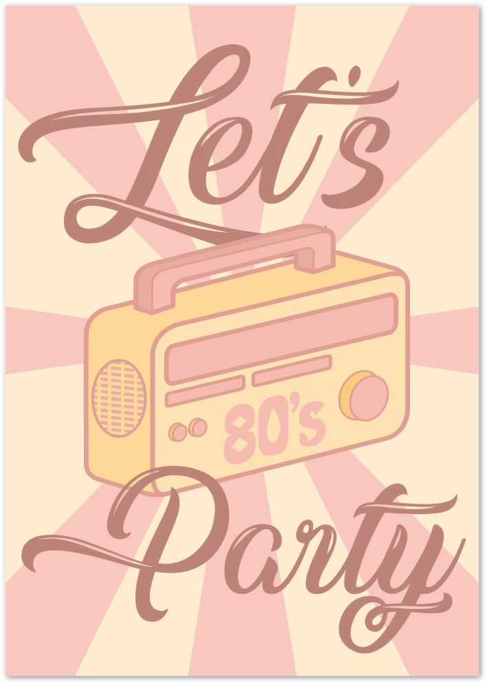 Posterux© | 80s Party Poster – Retro Music Illustration poster – premium wall art