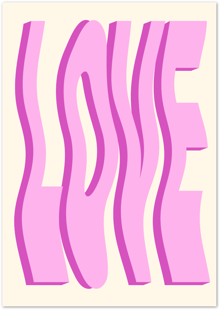 Posterux© | LOVE Retro Wavy Poster – Groovy 70s Typography Art poster – premium wall art
