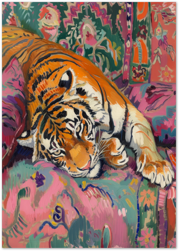 Posterux© | Tiger on Colorful Couch Poster – Vibrant Wildlife Art poster – premium wall art