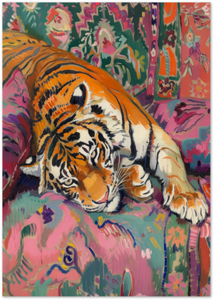 Posterux© | Tiger on Colorful Couch Poster – Vibrant Wildlife Art poster – premium wall art