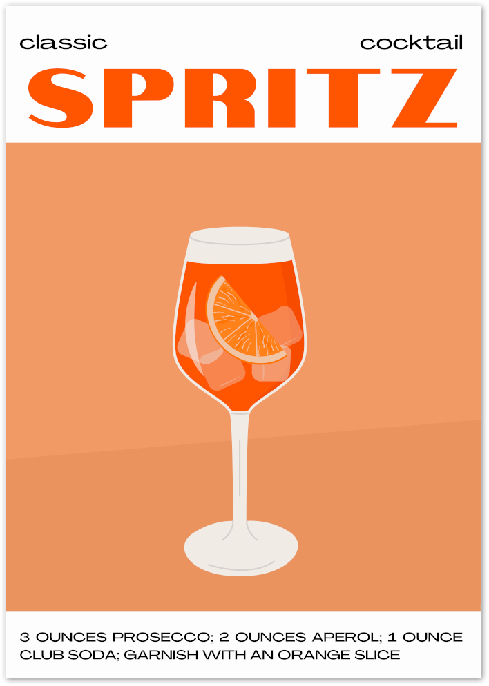 Posterux© | Classic Spritz Poster – Minimalist Cocktail Art poster – premium wall art