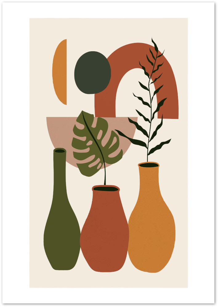 Posterux© | Abstract Botanical Vases Poster – Minimalist Nature Design poster – premium wall art