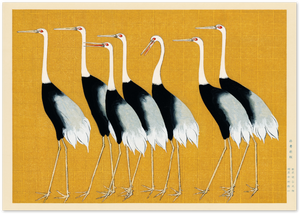 Posterux© | Cranes on Gold Poster – Japanese Minimalist Nature Art poster – premium wall art