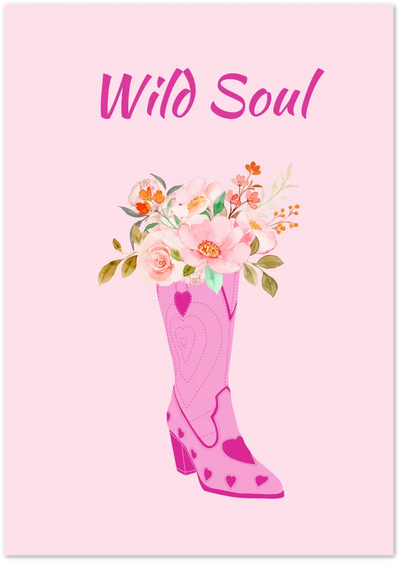 Posterux© | Wild Soul Poster – Pink Western Boot Floral Art poster – premium wall art