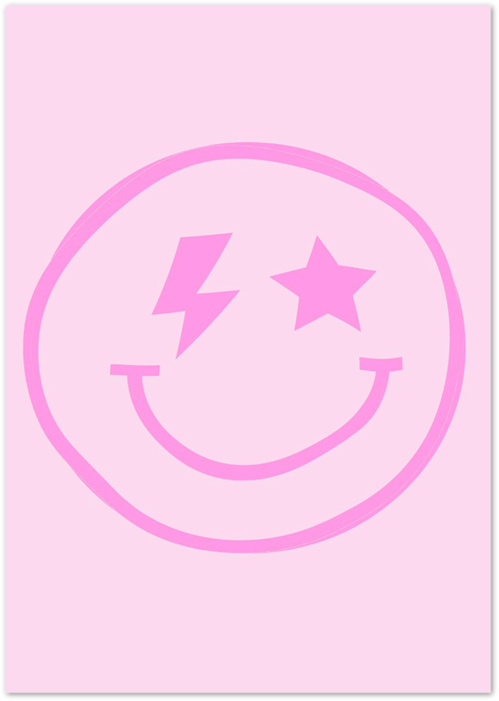 Posterux© | Pink Smiley Face Poster – Fun Retro Pop Art Print poster – premium wall art