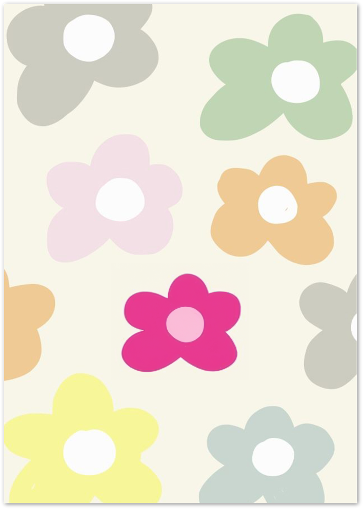 Posterux© | Happy Flower Power Poster – Colorful Kids Room Art poster – premium wall art