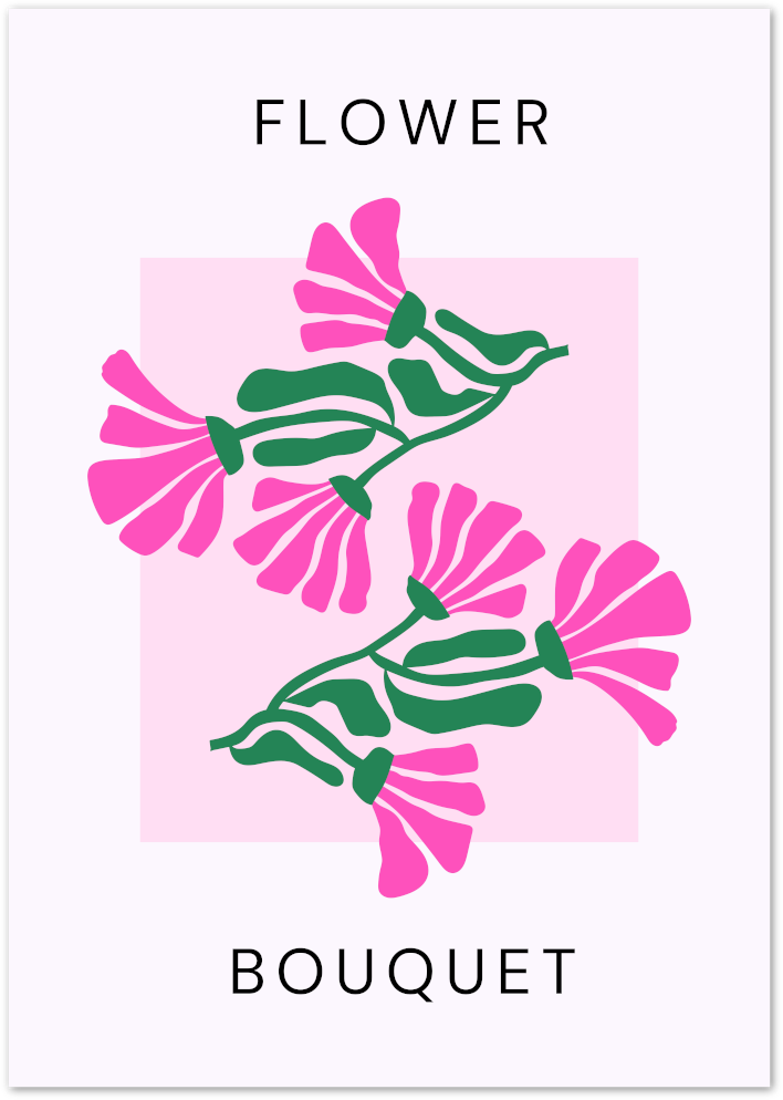 Posterux© | Pink Flower Bouquet Poster – Bold Graphic Floral Art Print poster – premium wall art