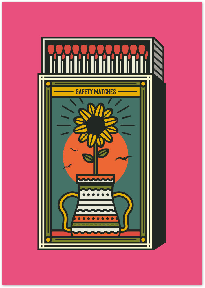 Posterux© | Sunflower Matches Poster – Retro Matchbox Wall Art poster – premium wall art