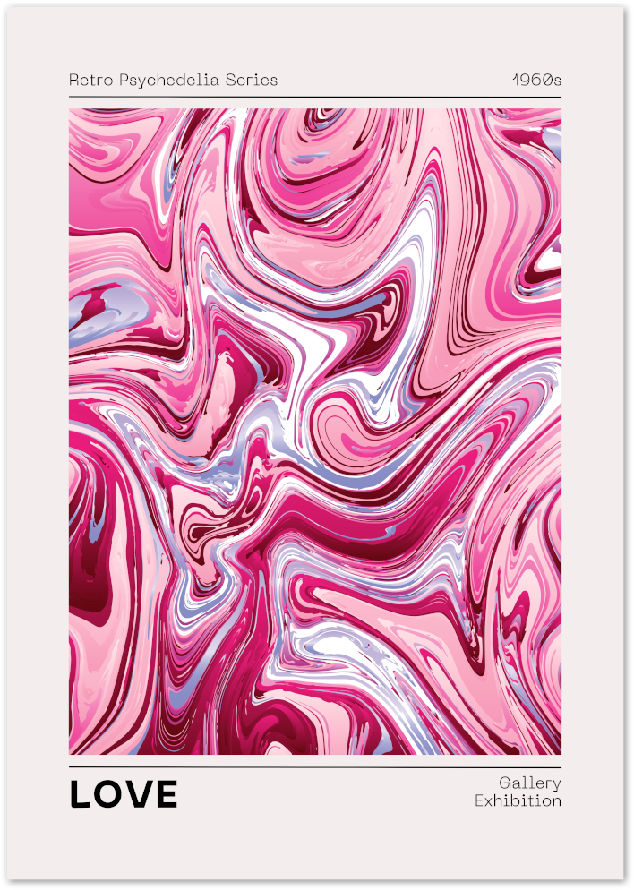 Posterux© | Pink Psychedelic Love Poster – Retro Swirl Art Print poster – premium wall art