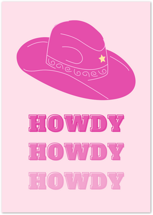 Posterux© | Pink Cowboy Howdy Poster – Western Retro Typography Art poster – premium wall art