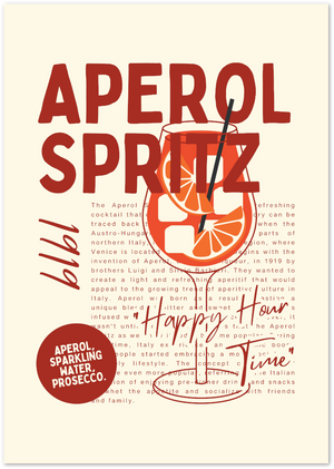 Posterux© | Aperol Spritz Poster – Retro Cocktail Happy Hour Wall Art poster – premium wall art