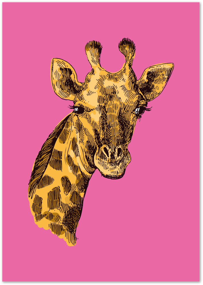 Posterux© | Giraffe on Pink Poster – Bold Hand-Drawn Safari Animal Wall Art poster – premium wall art