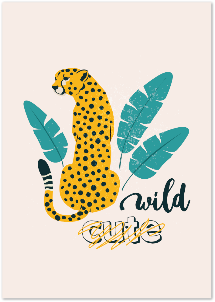Posterux© | Wild Cheetah Poster – Playful Jungle Animal Illustration poster – premium wall art
