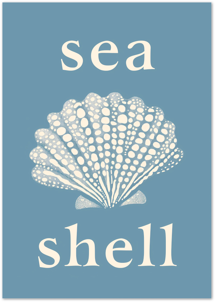 Posterux© | Seashell Typography Poster – Coastal Minimalist Ocean Art poster – premium wall art