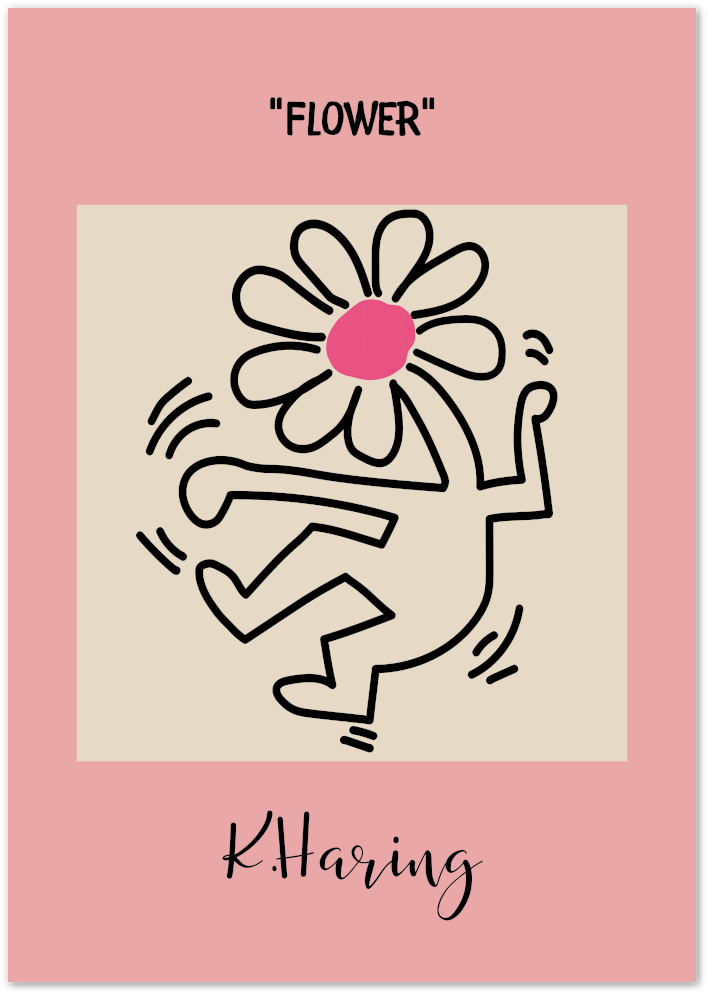 Posterux© | Keith Haring Flower Poster – Playful Pop Art Wall Decor poster – premium wall art