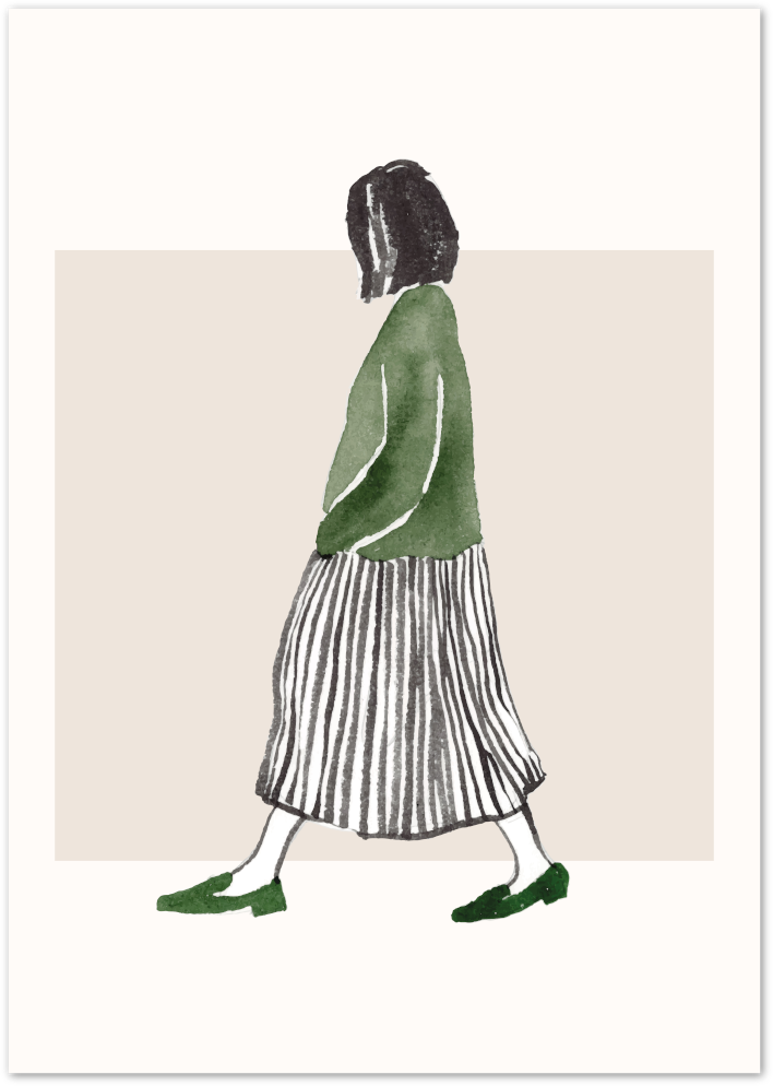 Posterux© | Walking Girl Poster – Minimal Watercolor Fashion Art poster – premium wall art