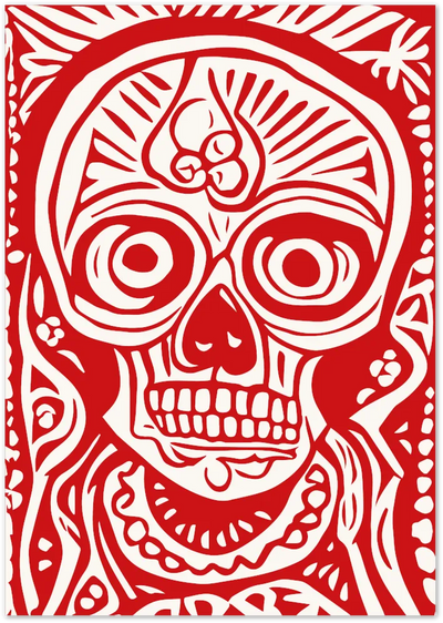 Posterux© | Day of the Dead Skull Poster – Red Mexican Folk Art Print poster – premium wall art