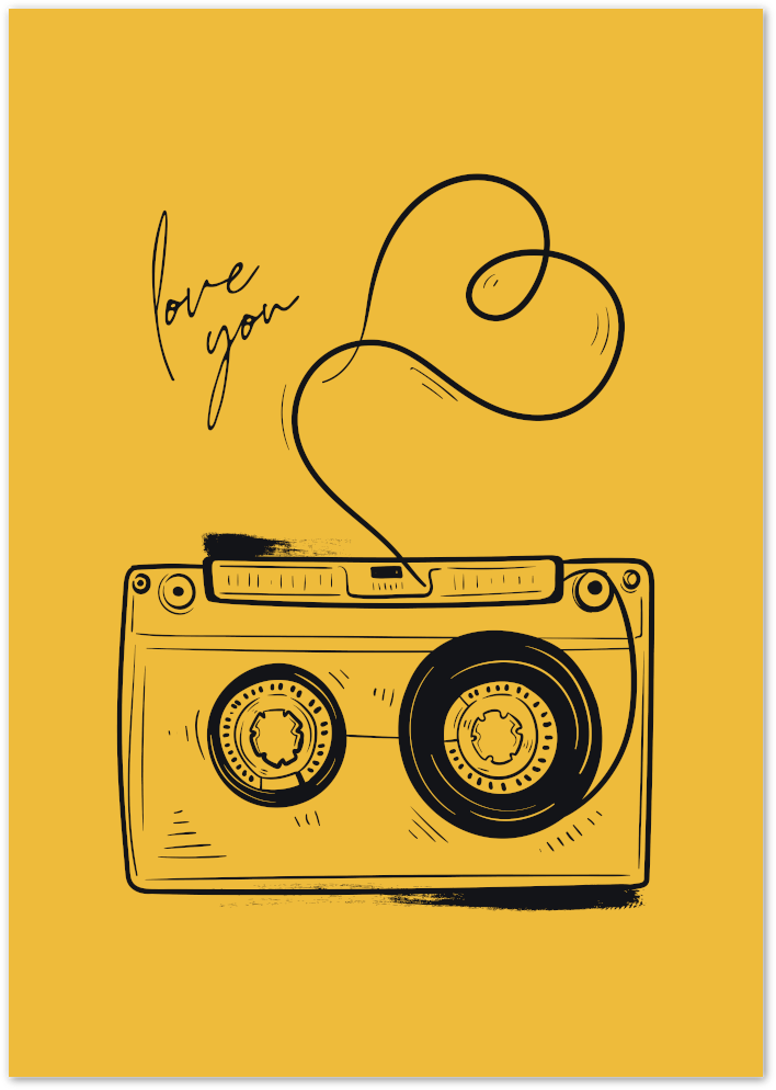 Posterux© | Love Cassette Poster – Vintage Music Illustration poster – premium wall art