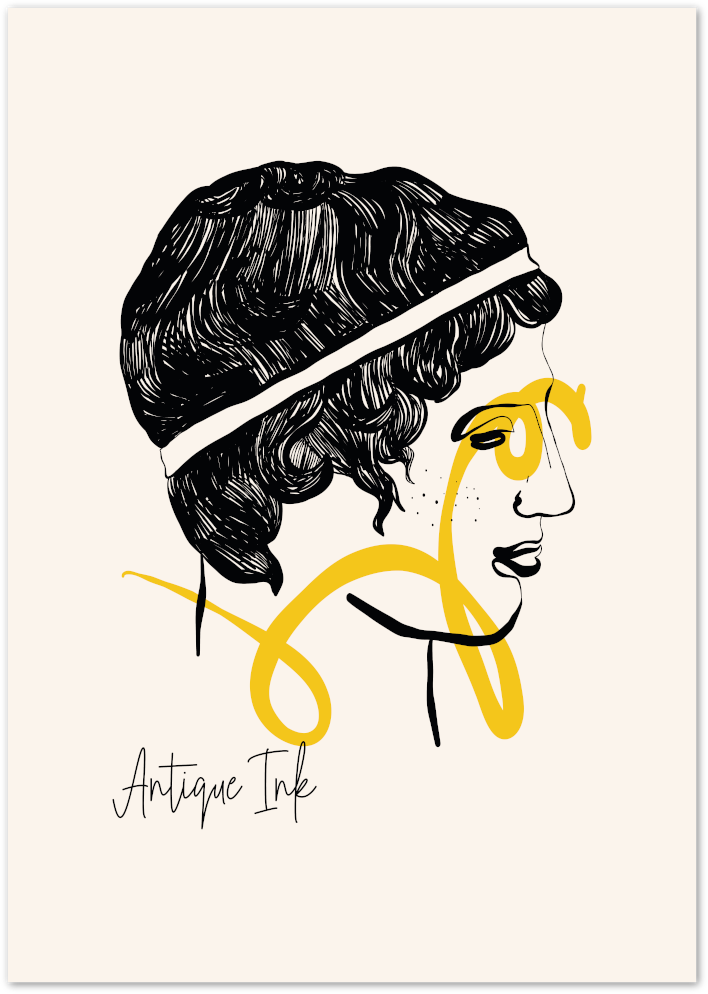 Posterux© | Antique Ink Face Poster – Vintage Head Sketch with Modern Accent poster – premium wall art