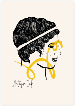 Posterux© | Antique Ink Face Poster – Vintage Head Sketch with Modern Accent poster – premium wall art