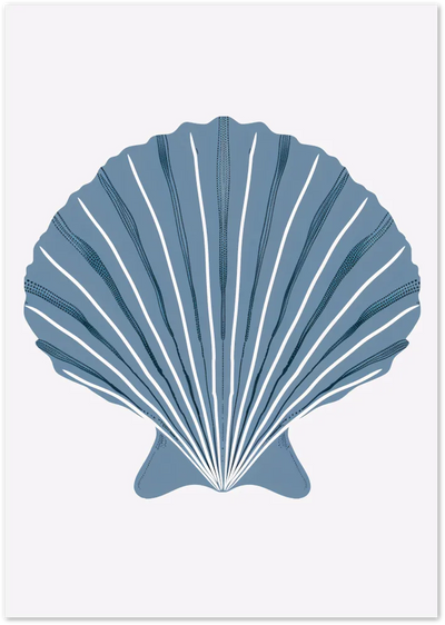 Posterux© | Blue Seashell Poster – Coastal Illustration Wall Art poster – premium wall art