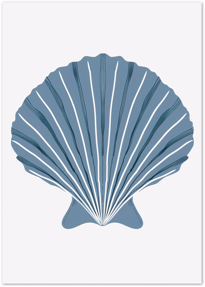 Posterux© | Blue Seashell Poster – Coastal Illustration Wall Art poster – premium wall art