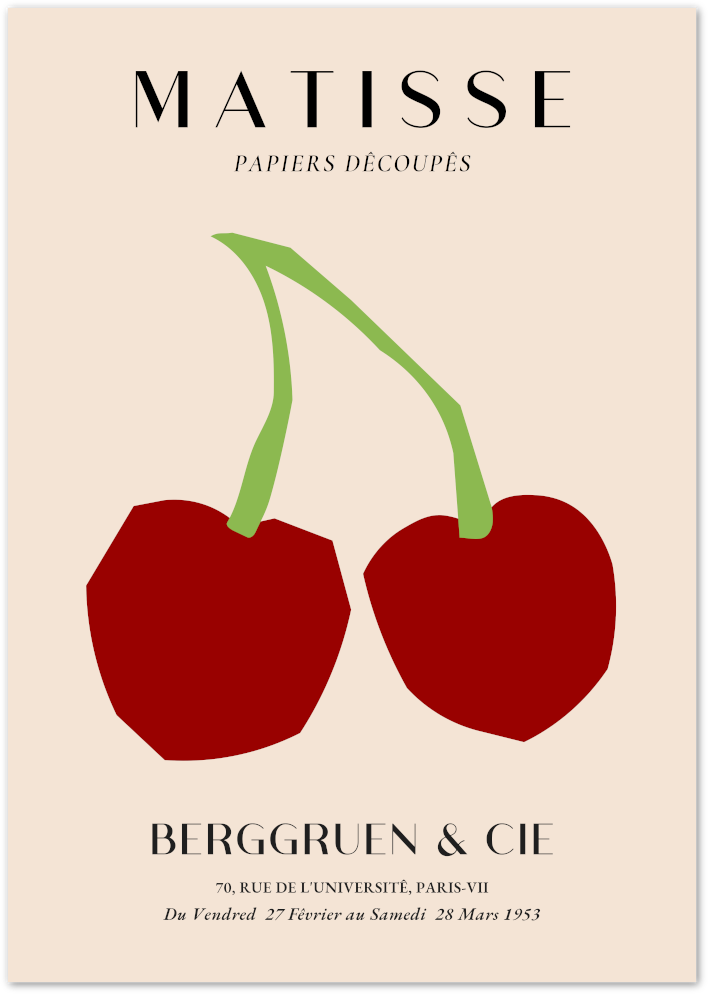 Posterux© | Matisse Cherry Poster – Minimal Art Fruit Print poster – premium wall art
