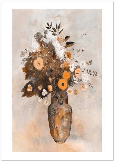Posterux© | Sepia Flower Vase Poster – Neutral Textured Still Life Art poster – premium wall art