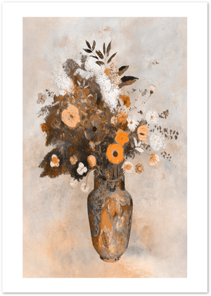 Posterux© | Sepia Flower Vase Poster – Neutral Textured Still Life Art poster – premium wall art