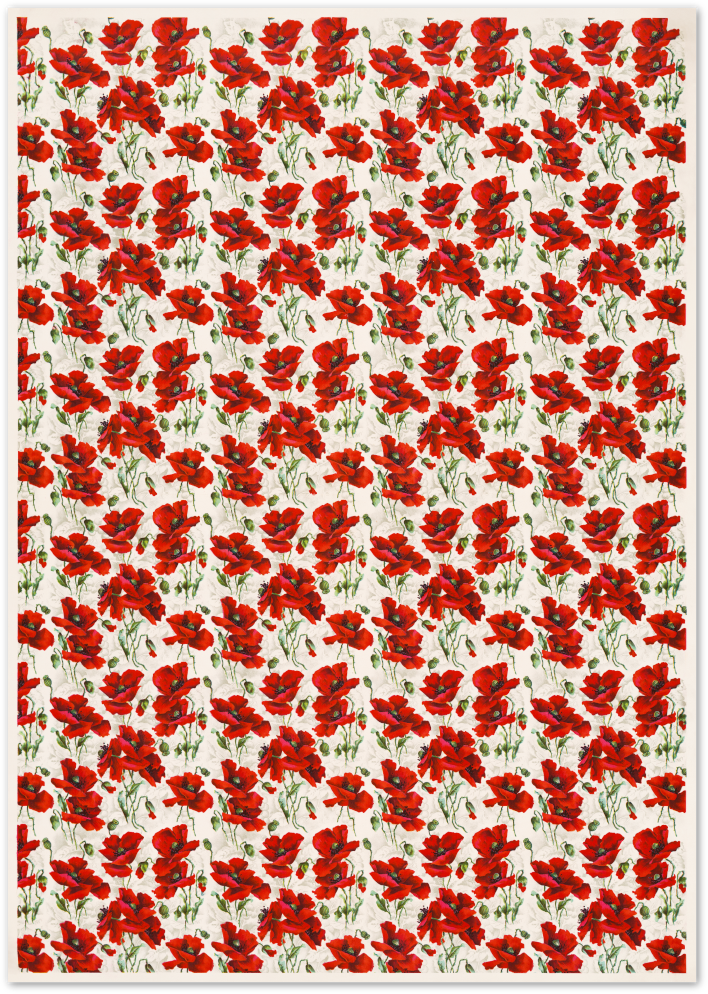 Posterux© | Poppy Fields Poster – Botanical Floral Repetition Art poster – premium wall art