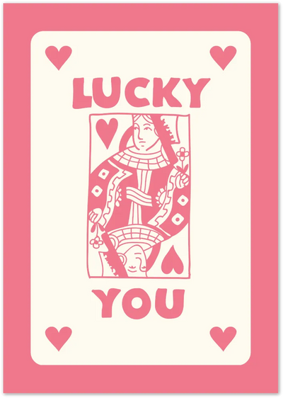 Posterux© | Lucky You Card Poster – Bold Pink Playing Card Art poster – premium wall art