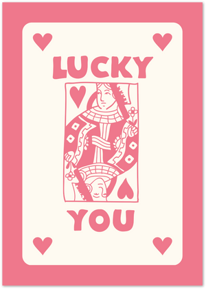 Posterux© | Lucky You Card Poster – Bold Pink Playing Card Art poster – premium wall art
