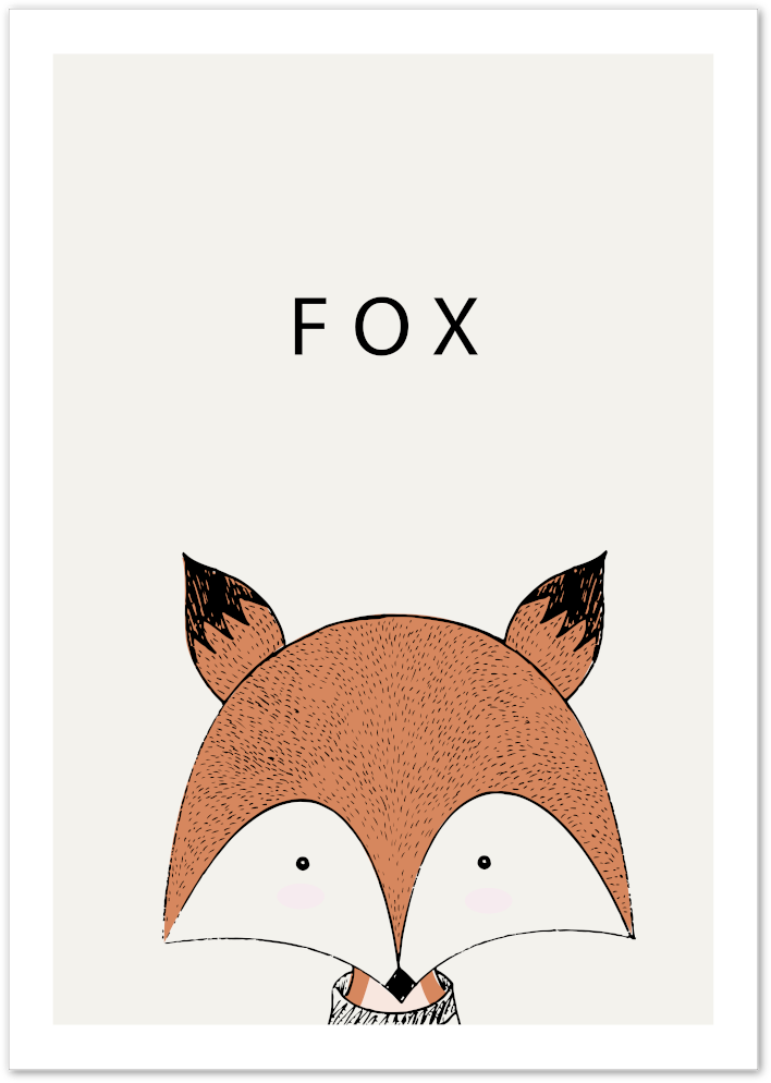 Posterux© | Fox Minimalist Poster – Cute Animal Wall Art for Kids poster – premium wall art