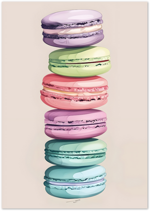 Posterux© | Macaron Tower Poster – Pastel French Dessert Illustration poster – premium wall art